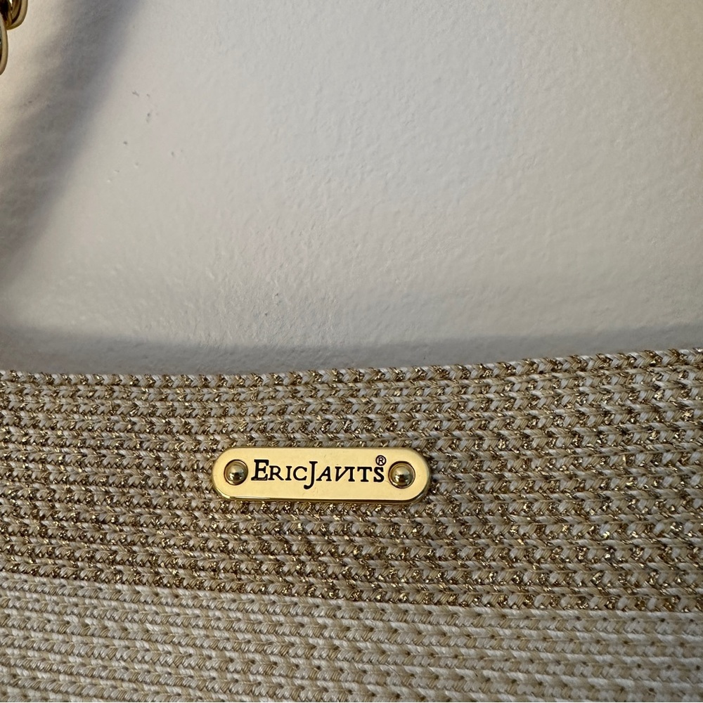 Eric Javits Beige and Cream Striped Shoulder Bag - Picture 2 of 12